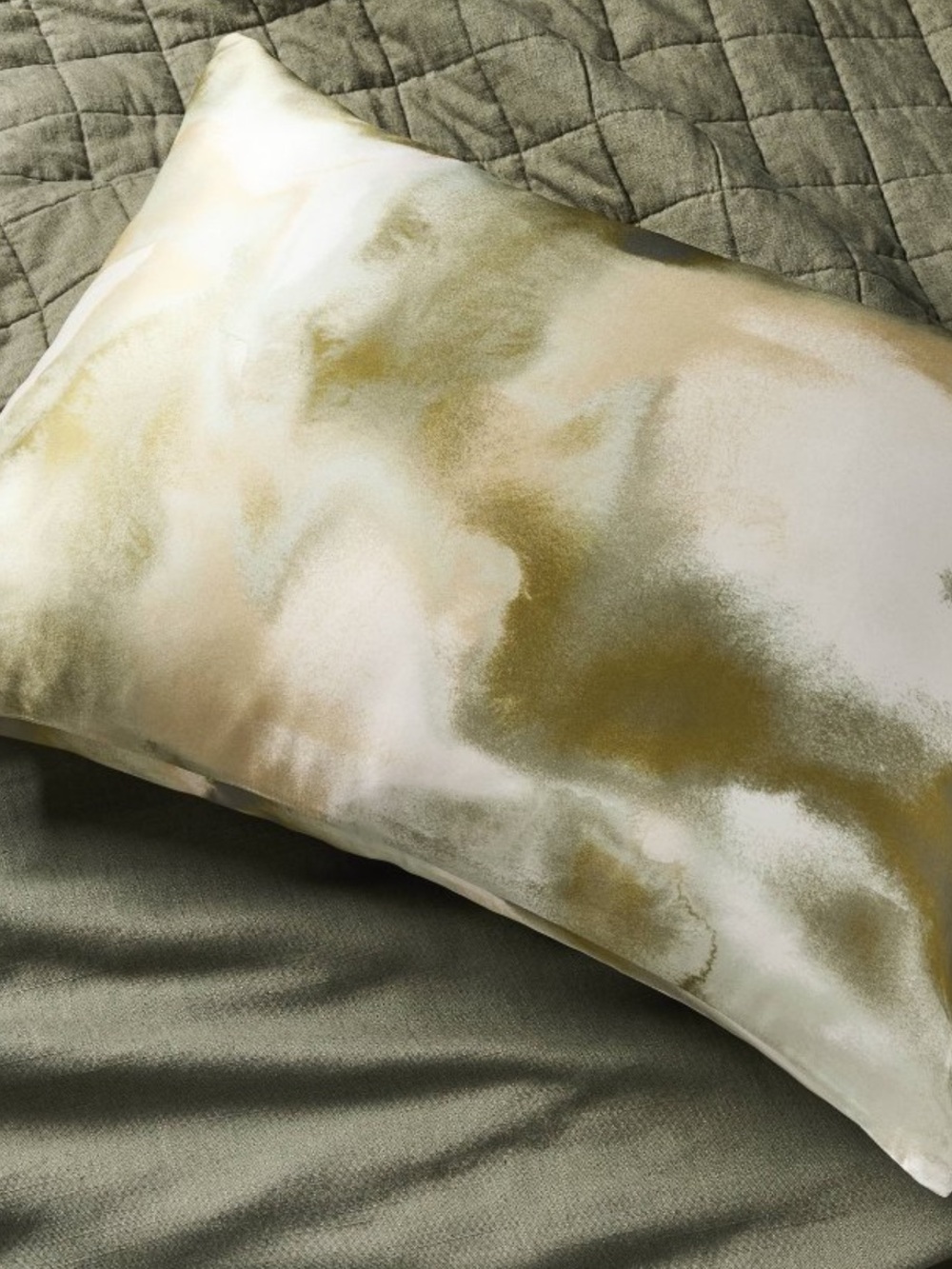 NEW Casaluna Silk Green Watercolor Pillowcase, Standard